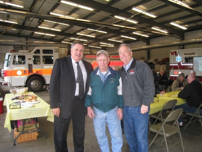A-1 Concrete Leveling founders John Rasnick, Grover Miller, and Jim Creed at Miller’s 80th birthday party, circa 2010.