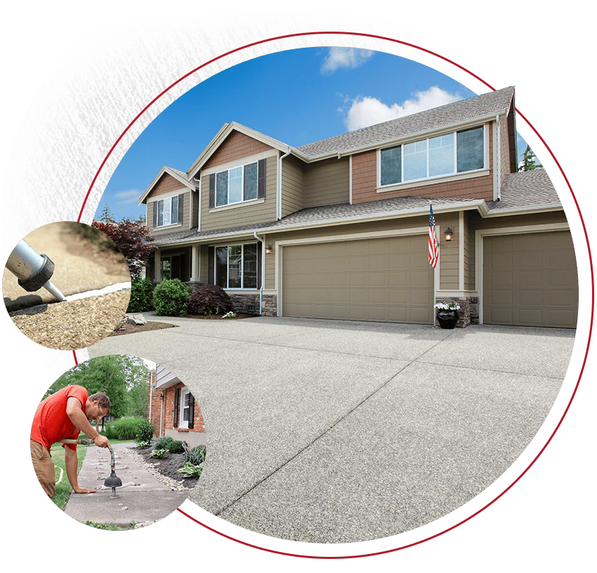 Concrete driveway in front of house